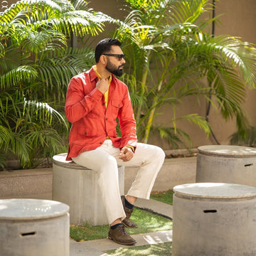 Terracotta Red with vibrance of Yellow